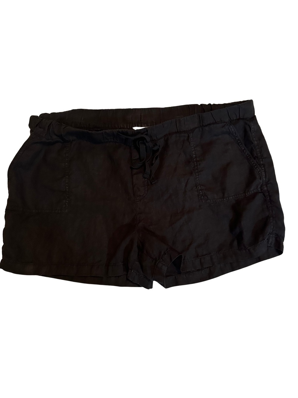 Caslon Linen Shorts 2X Black Drawstring Elastic Waist Pull On Summer Plus Size